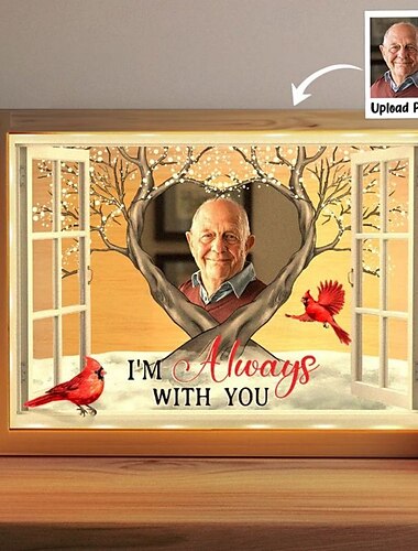  Marco iluminado personalizado "Siempre estoy contigo", luz nocturna acrílica personalizada, regalos conmemorativos para la pérdida de un ser querido, decoración conmemorativa