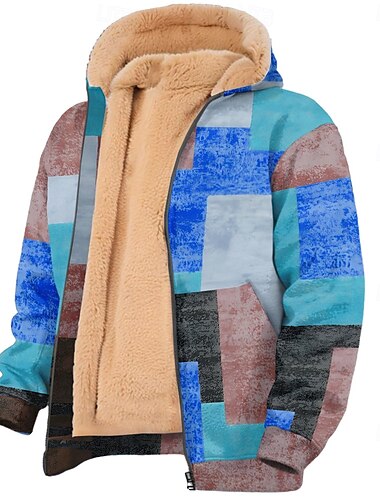  Herren Schottenstoff Kariert Vlies Hoodie Sweatshirt Kapuze Hoodie Sweatshirt Kapuze Sweatshirt mit Kapuze Rundhalsausschnitt Einfach 3D-Druck Strassenmode Gelb Rote Reißverschluss Herbst Winter