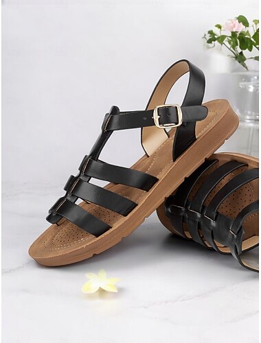  Women's Comfortable Black Gladiator Sandals Perfect for Beach Vacations and Casual Wear