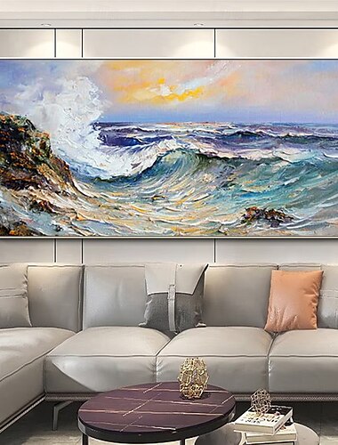  Pinturas al óleo de olas del mar hechas a mano de Mintura sobre lienzo, arte de pared, decoración, imagen de paisaje abstracto moderno para decoración del hogar, pintura enrollada sin marco y sin