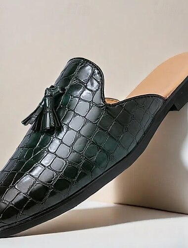  Homme Sabots et mules Motif crocodile Polyuréthane Confortable Antidérapantes Mocassins Noir Marron Vert