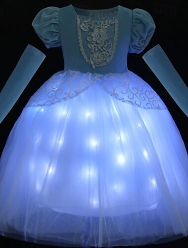  Frozen Hercegnő Tündérmese Elsa Virágos lány ruha Téma party jelmez Tüll ruhák Farsangi jelmez Led világít Filmsztár jelmez for Lány Gyermek Mindszentek napja Farsang Mardi Gras Teljesítmény Parti