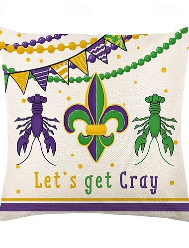  Dekorativer Kissenbezug mit Karnevals- und Mardi Gras-Motiv, 1 Stück, weicher, quadratischer Kissenbezug für Schlafzimmer, Wohnzimmer, Sofa, Couch, Stuhl