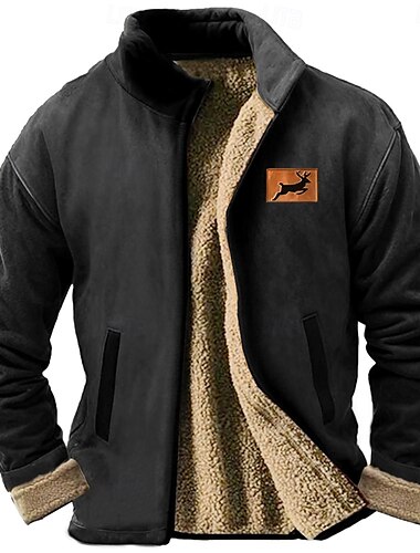  Herren Hirsch Pullover Sweatshirt Pullover Sweatshirt Ständer Täglich Print Urlaub Reise Strassenmode Reißverschluss Herbst Winter