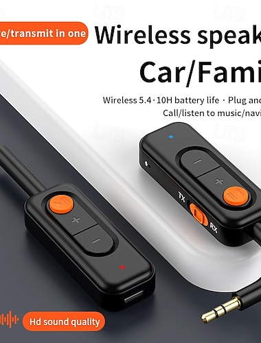  bluetooth 5.4 ljudsändare mottagare 3,5 mm aux stereo musik trådlös adapter med mikrofon för bil flygplan tv pc hörlurar