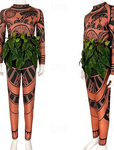 Moana Maui Zentai-kostymer Kostym Bodysuits Kostymer med film-tv-tema Film-cosplay for Herr Pojkar Barn Vuxna Karnival Barnens Dag Mardi Gras Prestanda Fest