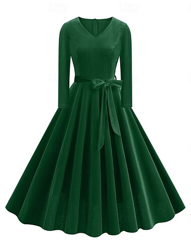  Retro Vintage 1950er Cocktailkleid Kleid Ausgestelltes Kleid Einfarbig Damen Maskerade Veranstaltung / Fest Junggesellinnenabschiedsparty Festival Erwachsene Kleid Abschlussballkleider