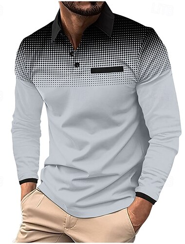  Herren Golfhemd Golf Poloshirts Arbeit Casual Kargen Langarm Basic Modern Punkt Knopf Frühling & Herbst Regular Fit Mandelfarben Weiß Hellgrün Rosa Rote Marineblau Golfhemd