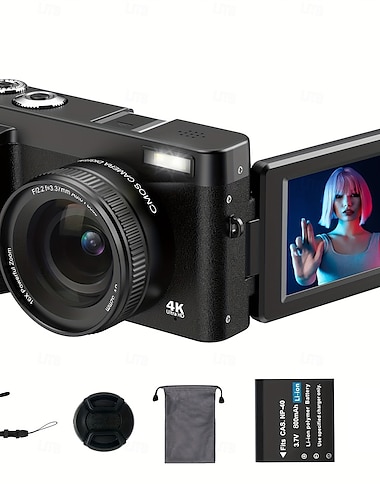  Appareil photo numérique 4K Appareil photo 48MP Appareil photo numérique compact à mise au point automatique avec flash Appareil photo compact et compact