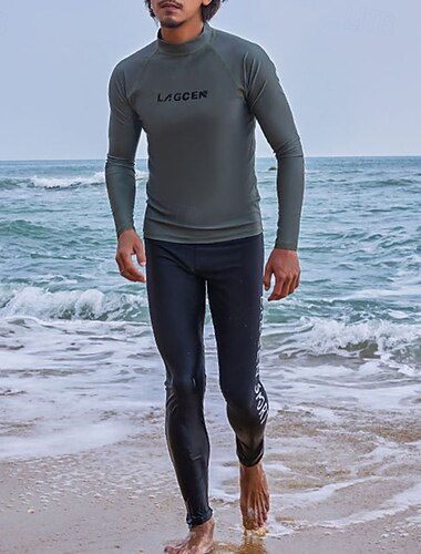  Homens Maiô Rashguard Camisa de Natação Estampado 2 Peças Secagem Rápida Leve Respirável Manga Longa Roupa de Banho roupa de banho Surfe Praia Esportes Aquáticos Verão