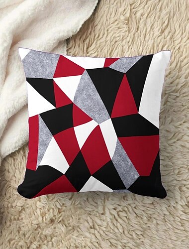  Argyle-Muster, dekorativer Kissenbezug, 1 Stück, weicher quadratischer Kissenbezug für Schlafzimmer, Wohnzimmer, Sofa, Couch, Stuhl, Schwarz, Grau, Weiß, Rot
