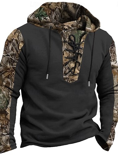  Herren camuflaje Tarnfarben Hoodies Hoodie Sweatshirt Kapuze Sweatshirt mit Kapuze Mit Kapuze Modisch 3D-Druck Schwarz Braun Kordelzug Herbst Winter Designer