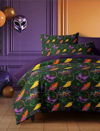  Karnevals-Bettbezüge Das lebendige und festliche Design verleiht Ihrem Schlafzimmer Farbe und Energie Der weiche und bequeme Stoff sorgt für eine gemütliche Nachtruhe