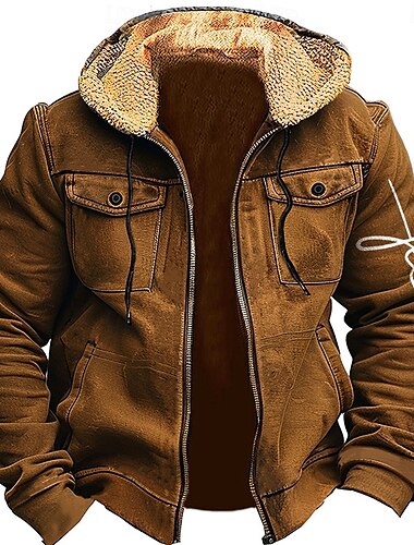  Herren Kreuz Vlies Hoodies Hoodie Sweatshirt Kapuze Sweatshirt mit Kapuze Mit Kapuze Modisch 3D-Druck Festtage Jagd Blau Braun Zip Tasche Herbst Winter Designer