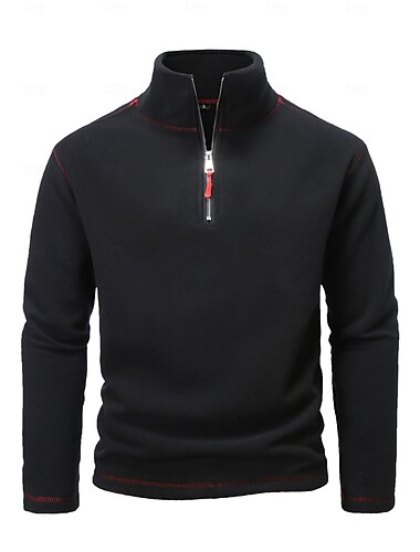  Herren Sweatshirt Pullover Polarvlies Sweatshirt mit Viertelreißverschluss Taktisch Schwarz Weiß Armeegrün Blau Braun Troyer Halber Reißverschluss Glatt Sport & Natur Täglich Festtage Strassenmode