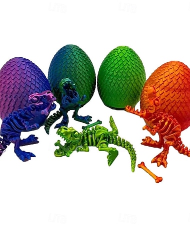  3D-печатное яйцо динозавра, динозавр в разноцветных яйцах, игрушка-фиджет для подарка на день рождения, гибкая настольная фигурка, декор