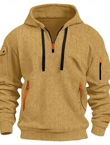  Homens Moletom Quarter Zipper Hoodie Moletom Tático Preto Branco Vermelho Azul Real Cáqui Com Capuz Tecido Bolsos Desportos e Ar livre Diário Feriado Roupa de rua Legal Casual Primavera & Outono Roupa
