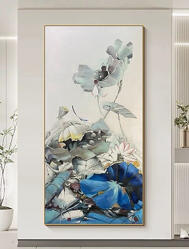  Mintura artesanal lótus paisagem pinturas a óleo sobre tela arte de parede decoração moderna imagem abstrata para decoração de casa rolou sem moldura pintura não esticada