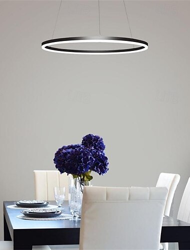  lámpara colgante led 40/60 / 80cm 1 anillo de luz diseño circular acabados pintados de aluminio regulable lujoso estilo moderno comedor dormitorio lámparas colgantes 110-240v solo regulable con