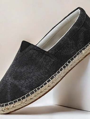  Rote Espadrilles-Schlupfschuhe aus Canvas für Herren mit Juteseilsohle – bequemes Sommerschuhwerk