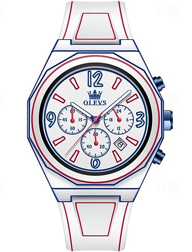  New Olevs Olevs Brand Fashion Flow Men'S Watch Luminous Chronograph Calendar Simple Leisure Quartz Watch Electronic Watch Cartoon Wind Students  Men'S Waterproof Sports Watch