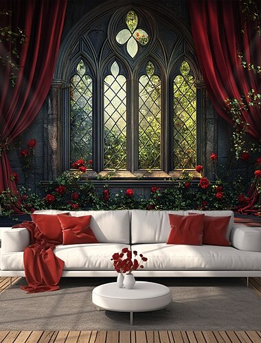  Trouw Decoraties Achtergrond Foto Wand Hangend Groot Tapijt Kunst Muurschildering Decor Dekentje Gordijn Thuis Slaapkamer Woonkamer Decoratie Raam Uitzicht Rozen