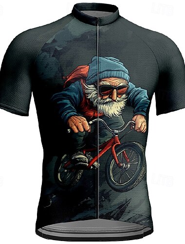  男性用 サイクリングジャージー グラフィック 半袖 バイク Tシャツ ジャージー 3つのリアポケット付き マウンテンサイクリング 速乾性 人間工学デザイン ウィッキング 高通気性 スポーツ ダークグレー ブラック ダークネービー 衣類