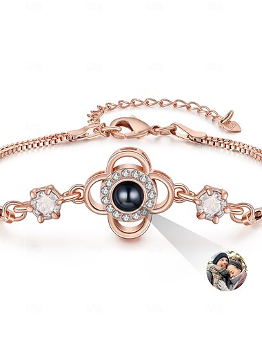  Personalisierte Projektionsarmband – Individuelles bestes Geschenk für Mama – Fotoarmband mit eingebettetem Projektionsstein erhältlich in Silber und Roségold romantisches Hochzeitsgeschenk