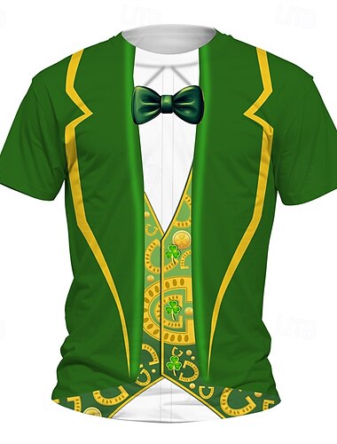  St. Patrick Jungen 3D Graphic T-Shirt Kurzarm Sommer Frühling Modisch Basic kinderkleidung 4-12 Jahre Rundhalsausschnitt Outdoor Casual Täglich Regular Fit
