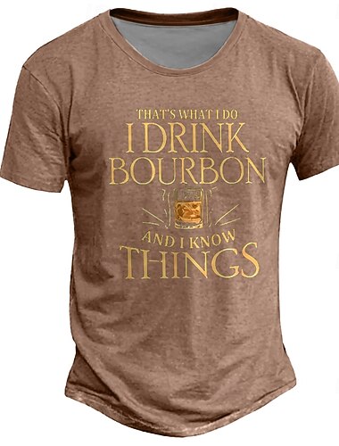  Mannen's Grappige Bourbon Drinker Graphic T-Shirt 'Ik Drink Bourbon  Ik Weet Dingen' Korte Mouwen