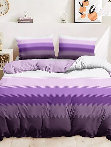  Duvet Cover Set with Casual Color Block Print, 100% Cotton, Soft and Breathable Fabric, Includes Duvet Cover and Pillowcases, Hypoallergenic and Skin-Friendly, Machine Washable, Durable, Comfortable