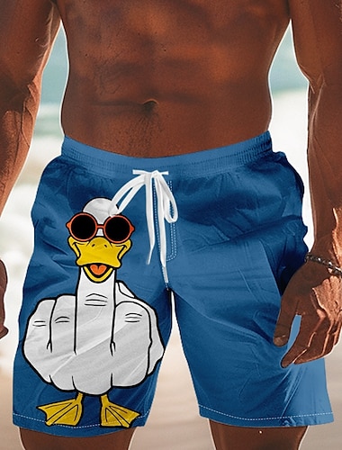  Hombre Animal Pato Gestos divertidos Bañador largo Pantalones de Surf Pantalón corto Media cintura Ropa de calle Hawaiano Casual Diario Festivos Bolsillo Correa Cintura elástica Diseñador Ropa