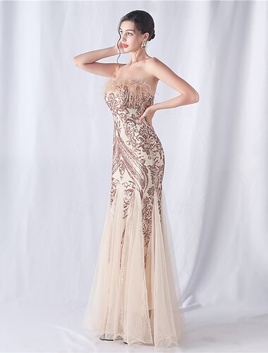  Meerjungfrau  Trompeten Ballkleider Elegantes Kleid Formelle Hochzeit Bodenkurzes 3/4-lange Ärmel Herzform Pailletten mit Glitzerfransen 2025