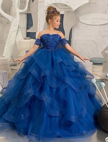  Bloemenmeisjesjurk kinderen Voor meisjes Prinses jurk Prestatie Bruiloft Feest Elegant Mooi Netstof Effen Kleur Mouwloos Schouderafhangend Licht Roze Rode Wijn 4 jaar +