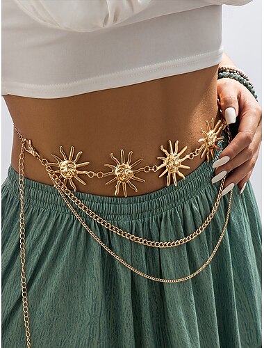  Damen-Körpergürtel im Boho-Stil mit Sonnenkette und mehreren Ketten | perfekt für Festivals und als Strandbekleidung