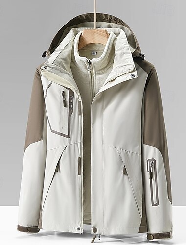  Damen Soft Shell Jacke Wanderjacke Winter Draussen Windundurchlässig Wasserdicht 3-in-1-Jacke Vliesjacken Windbreaker-Jacke Reisen Schwarz Elfenbein Rosa Grün