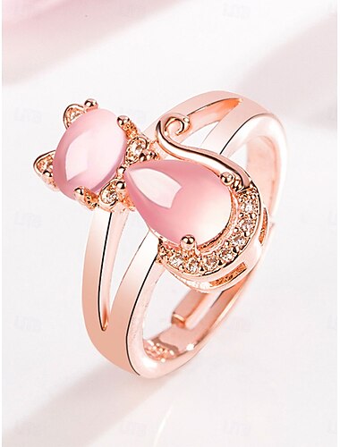  bague mariage géométrique rose cuivre chat mode mignon 1pc saint valentin