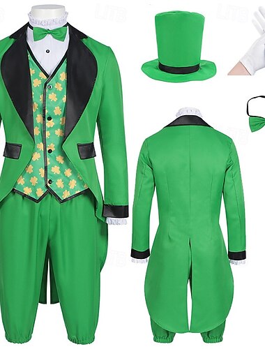  Festa di San Patrizio Trifoglio irlandesi Stile Carnevale di Venezia Per adulto Per uomo Cosplay Feste giorno di San Patrizio Costume di Carnevale facile
