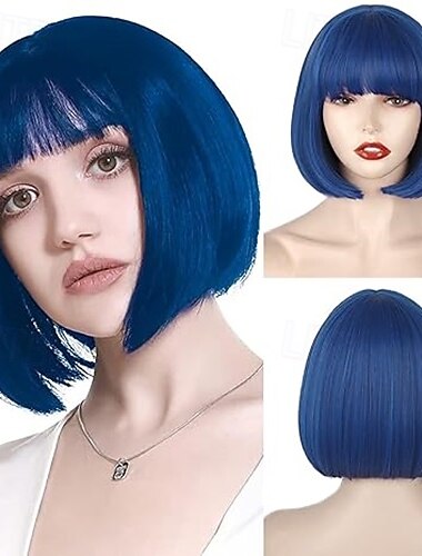  peruca curta bob com franja peruca bob reta para mulheres peruca bob fibra resistente ao calor para cospaly