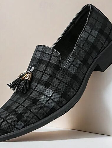  Herren-Loafer mit Karomuster und Quastenverzierung – elegante Schlupfschuhe für formelle Anlässe, Partys und den Smart-Casual-Look