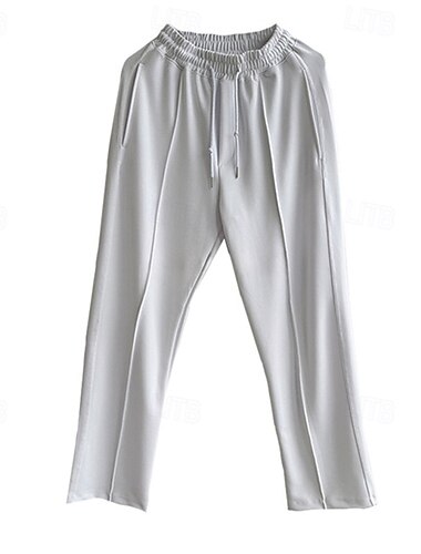  Men's Trousers Straight Leg Sweatpants Pleated Pants Pocket Drawstring Elastic Waist Plain Comfort Sports Outdoor Daily Fashion Casual Black White Micro-elastic