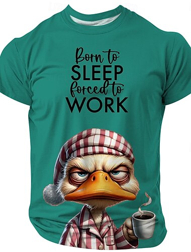  Christmas Men's Funny Duck T Shirt Short Sleeve T shirt 3D Print Crew Neck Shirt Fashion Athleisure Street Sports Outdoor Daily Rust Red Blue Green Summer Spring Clothing Apparel S M L XL XXL XXXL