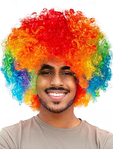  Kurze, flauschige, lustige Afro-Perücken für Halloween, Clownkostüm für Karneval und Weihnachtsfeiern.