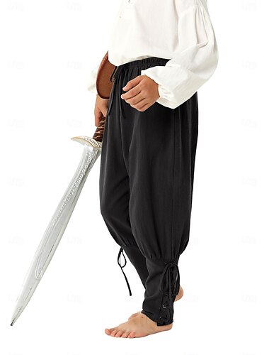  Vintage Medeltida kostymer Renässans Shorts Piratbyxor Ren Faire Korsfarare Ranger Ensfärgat Pojkar Pirat fantasi Maskerad Ledigt / vardag Barn Byxor Sommar