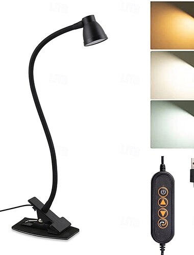  LED-Tischlampe mit Metallklemme, Leselicht mit drei Farbschemata zum Lesen – USB-betriebene Nachtlichter, Nachttischlampen fürs Schlafzimmer, 1 Stück