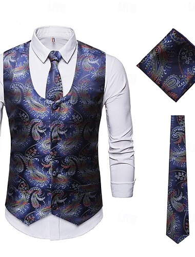 Retrò Vintage Anni Ruggenti Anni 1920 Gilet Il grande Gatsby Gentiluomo Paisley Vintage Per uomo Natale Halloween Carnevale Performance Addio al Nubilato Festival Adulti Gilet Cravatta Tutte le