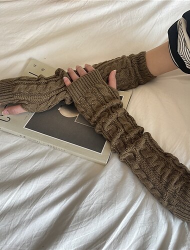  1 Paar Ellenbogenwärmer, Armstulpen, lange fingerlose Handschuhe, gestrickte Pulswärmer mit Daumenloch, offene Fingerarmsocken für Damen und Erwachsene
