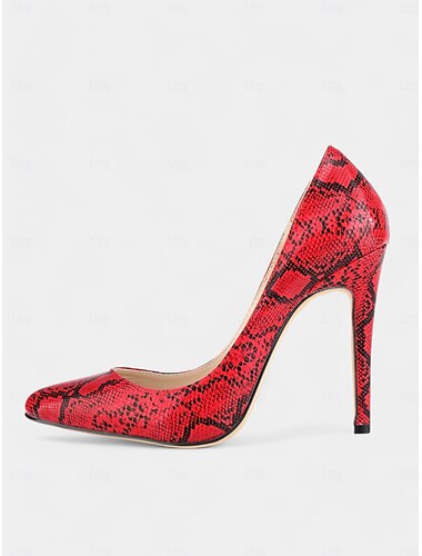  rote Pumps aus Schlangenleder für Damen mit spitzer Spitze und sexy Stilettoabsatz – perfekt für Partys und besondere Anlässe