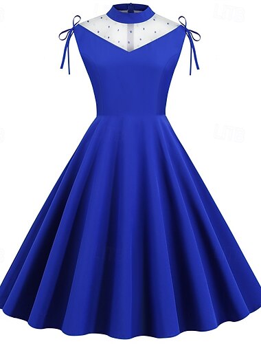  Elegant كلاسيكي 1950-tallet Kjoler A-linje Kostyme Dame Valentinsdag Fest Stevnemøte Te Fest Voksne Kjole Vår sommer