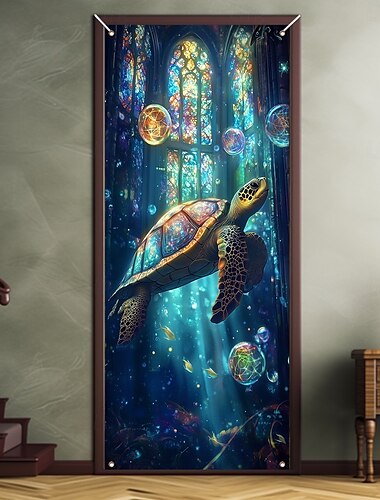  Door Decorations Door Covers Turtle Door Tapestry Door Curtain Decoration Backdrop Indoor/Outdoor Door Banner for Front Door Farmhouse